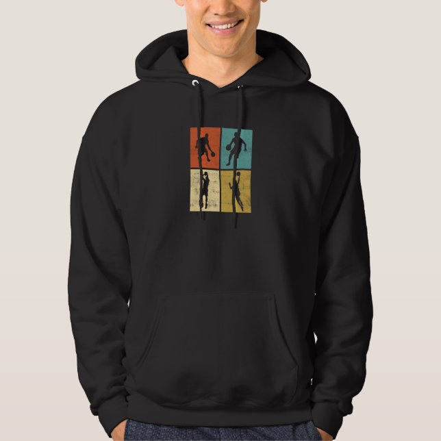 Sudadera Retro Basketball Player Playing Basketball Popular (Anverso)