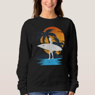 Sudadera Retro Beach Sunset Surfboard Surfer Palm Trees S