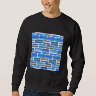 SUDADERA RETRO BLUE WHITE RECTANGLE BRICK GEOMETRIC