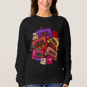 Sudadera Retro Cassette Tapes Music Red Heart Happy Valenti