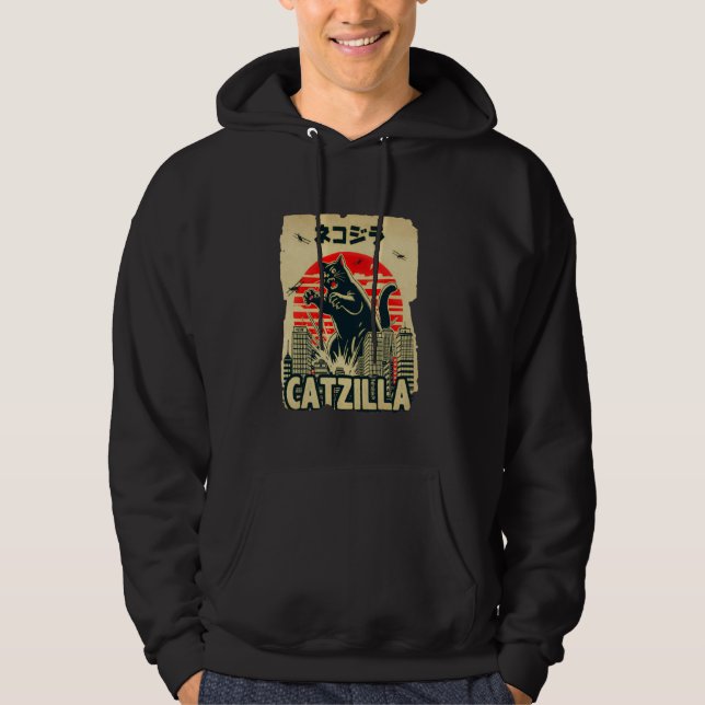 Sudadera Retro Catzilla Tee - Gracioso Gatito y Vintag (Anverso)