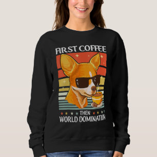 Sudadera Retro Chihuahua Gafas de sol Café Mascota de perro