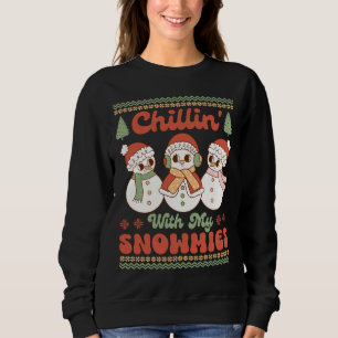 Sudadera Retro "Chillin' With My Snowmies" Navidades gracio