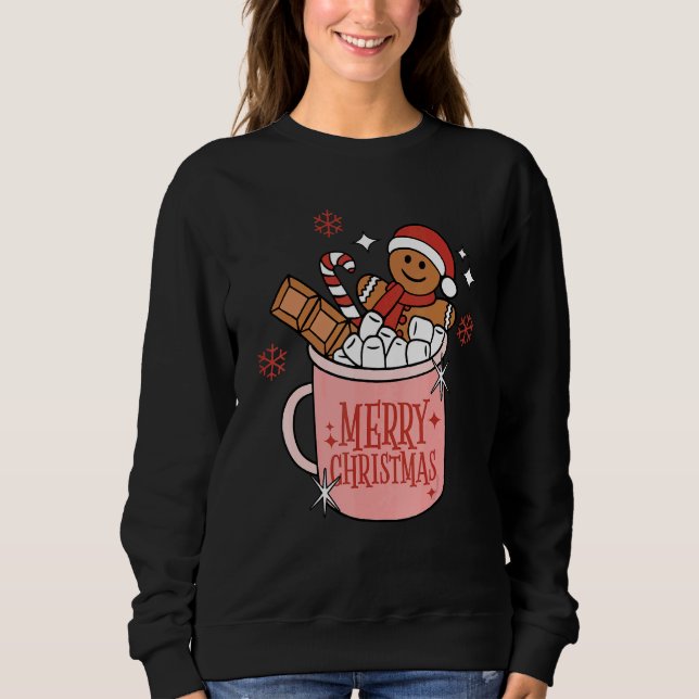 Sudadera Retro Christmas Coffee Merry Christmas Gingerbread (Anverso)