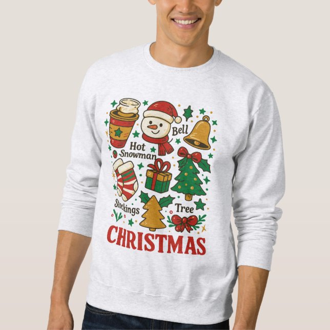 Sudadera Retro Christmas Xmas Doodles (Anverso)