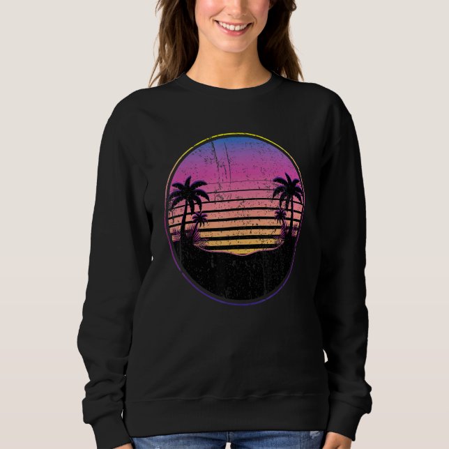 Sudadera Retro Coconut Palm Trees Playa Sunset Tropical Sum (Anverso)