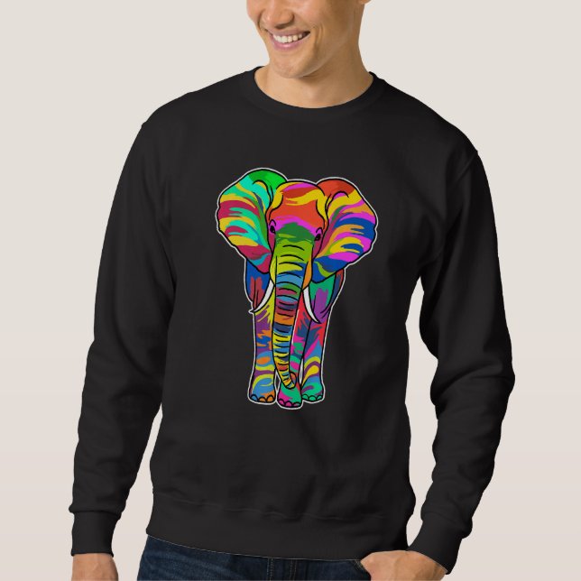 Sudadera Retro colorido de elefante Splash (Anverso)