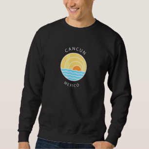 Sudadera Retro Colorido Sunset Cancún México Palm Tree Art