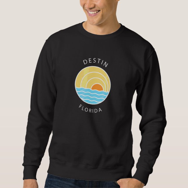 Sudadera Retro Colorido Sunset Destin Beach Florida Océano (Anverso)