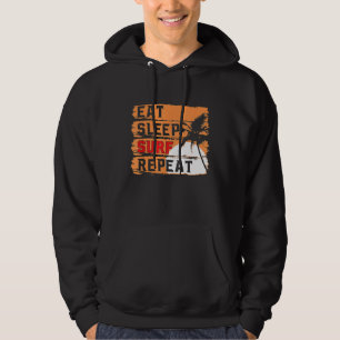 Sudadera Retro Comer Sleep Surf Repetir Gracioso Surf Surfi