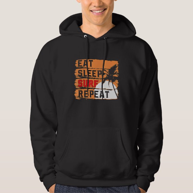 Sudadera Retro Comer Sleep Surf Repetir Gracioso Surf Surfi (Anverso)