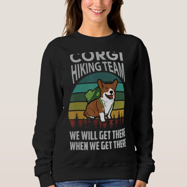 Sudadera Retro Corgi Hiking Team Funny Dog Camp Cute Pet Fu (Anverso)