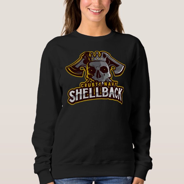 Sudadera Retro Crusty Navy Shellback Defender Del Profundo (Anverso)