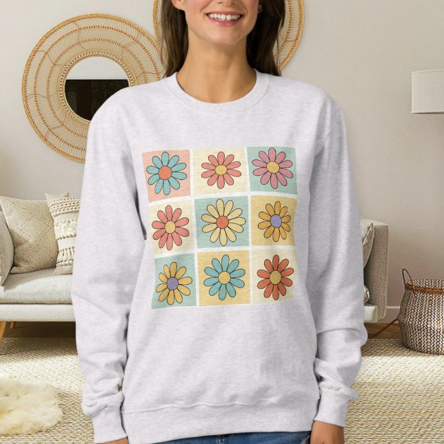 Sudadera Retro Daisy Sweatshirt – Cute Floral Shirts (Subido por el creador)