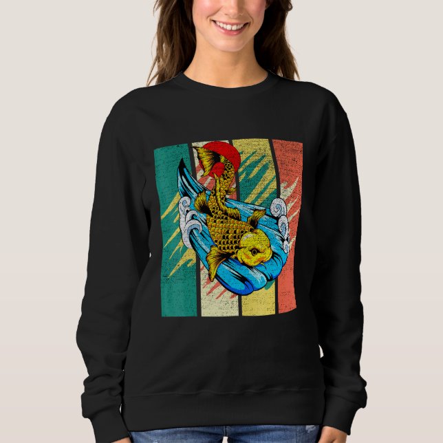 Sudadera Retro de cosecha de pescado Koi Carp japonés (Anverso)