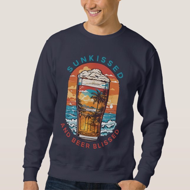 Sudadera Retro de puesta de sol con balidos de sol y cervez (Anverso)