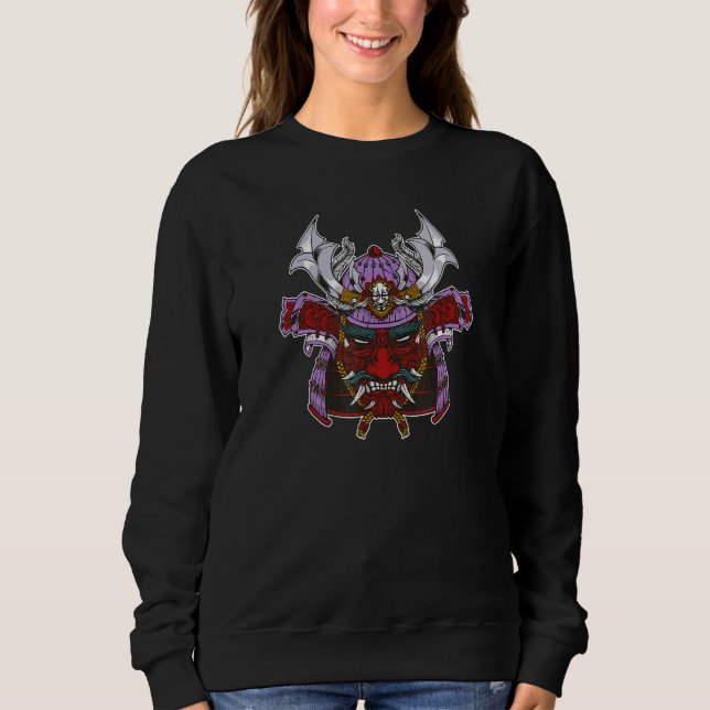 Sudadera Retro Demon Japón Máscara Samurai Hannya Kanji Oni (Anverso)
