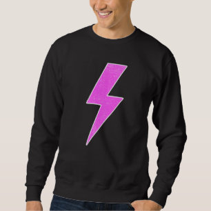 Sudadera Retro Desgastado Frente y Dorso ROSA y BLANCO Rayo