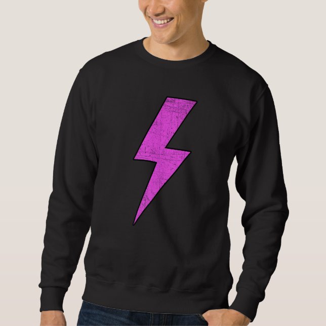 Sudadera Retro Distressed Front & Back PINK Lightning Bolt  (Anverso)