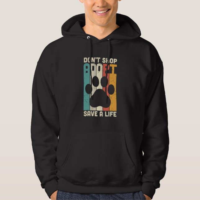 Sudadera Retro Don't Shop Adopt Save A Life Rescue Cat   Ki (Anverso)