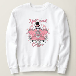 Sudadera Retro El día de San Valentín Skeleton Café Drinker
