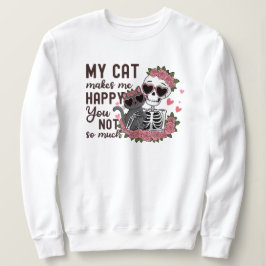 Sudadera Retro El día de San Valentín Skeleton Cat Mom