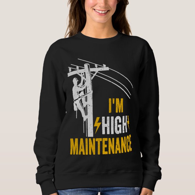 Sudadera Retro Electrician Lineman Journeyman I'm High Main (Anverso)