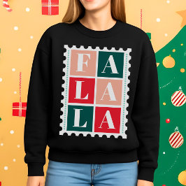Sudadera Retro Fa La La Christmas Postage Stamp