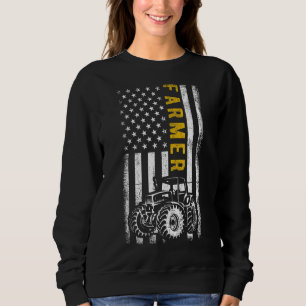 Sudadera Retro Farmer Estadounidense Bandera Tractores Patr