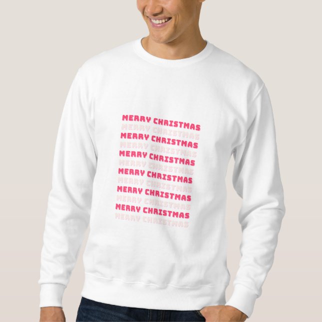 Sudadera Retro Feliz Navidad Pink Holiday Decppy Preppy (Anverso)