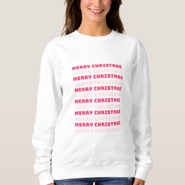 Sudadera Retro Feliz Navidad Pink Holiday Decppy Preppy (Anverso)
