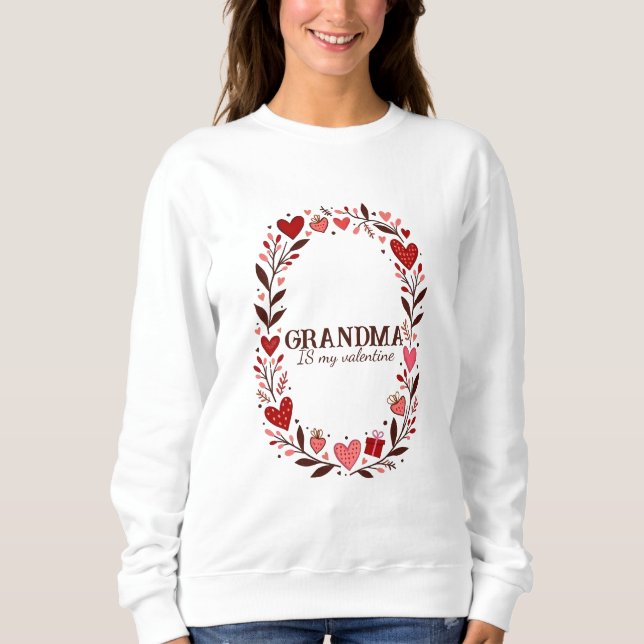 Sudadera Retro Floral Heart Valentine Custom Grandma Mom (Anverso)