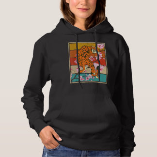 Sudadera Retro Florecimiento de cerezo animal de gato salva