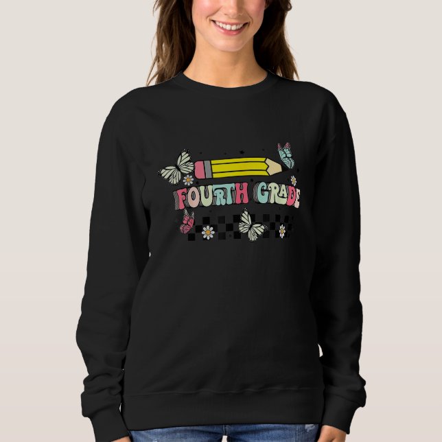 Sudadera Retro Fourth Grade First Day Back To School Teache (Anverso)