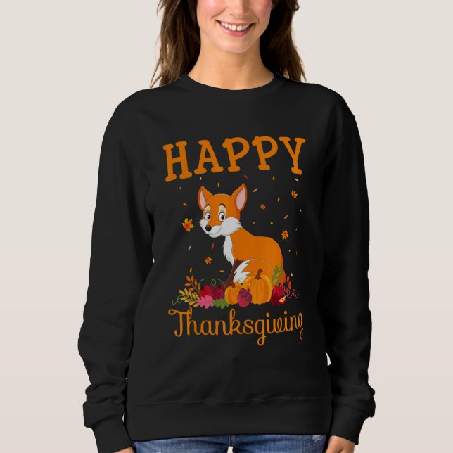 Sudadera Retro Fox Happy Thanksgiving Matching Family Pajam (Anverso)