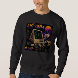 Sudadera Retro Futurista Robot Informático AI Vaporwave Neo
