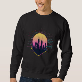 Sudadera Retro Futuristic Neon Cityscape Tech
