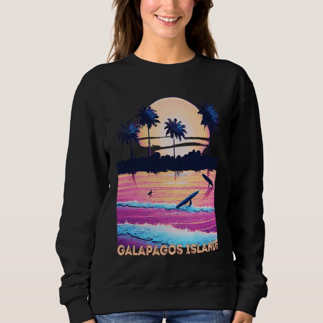 Sudadera Retro Galapagos Islands Ecuador Souvenir Surf (Anverso)