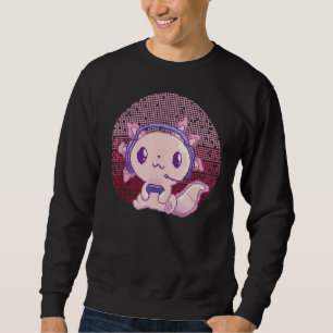 Sudadera Retro Gamer Axolotl Pescado Jugando Videojuegos Pi
