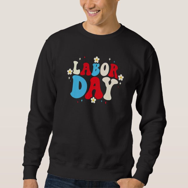 Sudadera Retro Groovy American Flag Happy Labor Day Patriot (Anverso)