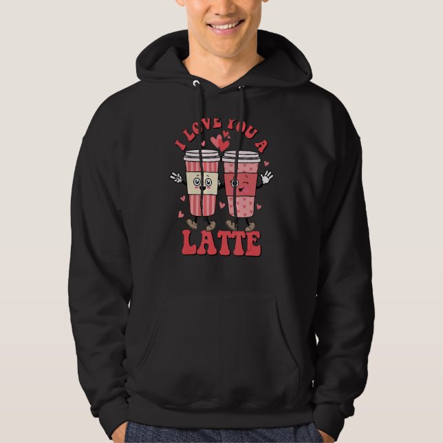Sudadera Retro Groovy Espresso Cute Café Corazón Te Amo (Anverso)