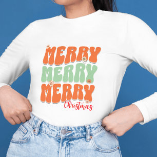 Sudadera Retro Groovy Feliz Navidad Boho Naranja y Verde