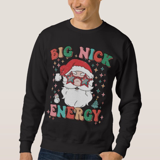 Sudadera Retro Groovy Gran Nick Energy Navidades divertidos (Anverso)