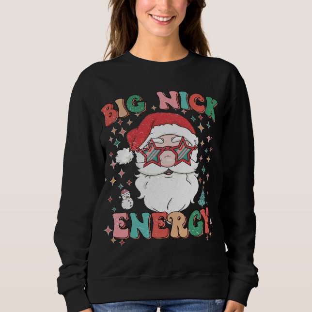 Sudadera Retro Groovy Gran Nick Energy Navidades divertidos (Anverso)