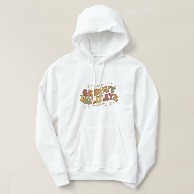 Sudadera Retro Groovy Holidays Hoodie Vintage 70s Christmas (Diseño del anverso)