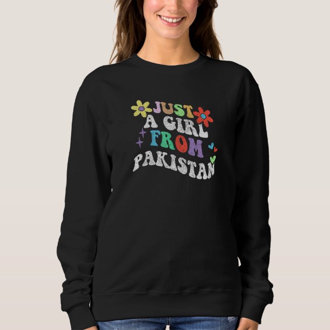Sudadera Retro Groovy Just A Girl From Pakistan Mother s Da (Anverso)