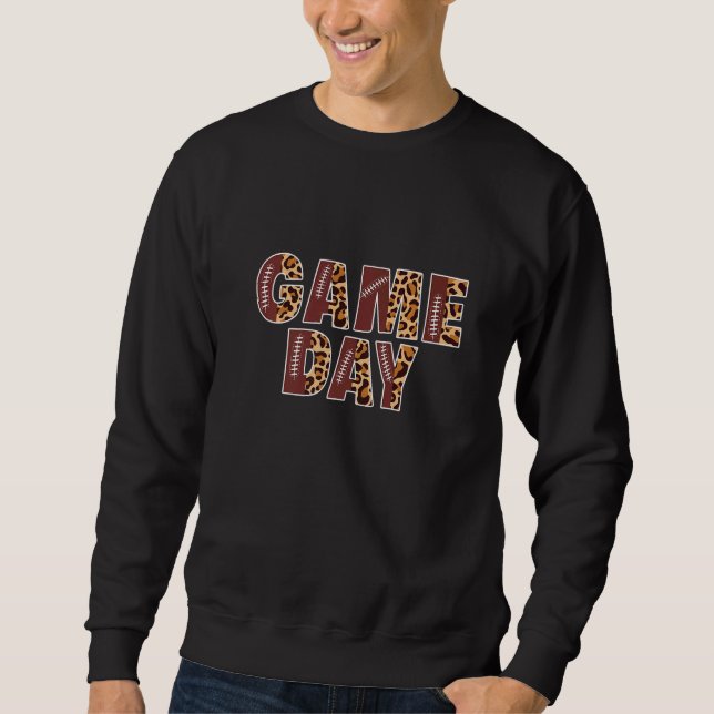 Sudadera Retro Groovy Leopard Game Day Vibes Family Matchin (Anverso)