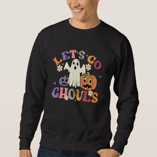 Sudadera Retro Groovy Let's Go Ghouls Halloween Ghost Outfi (Anverso)