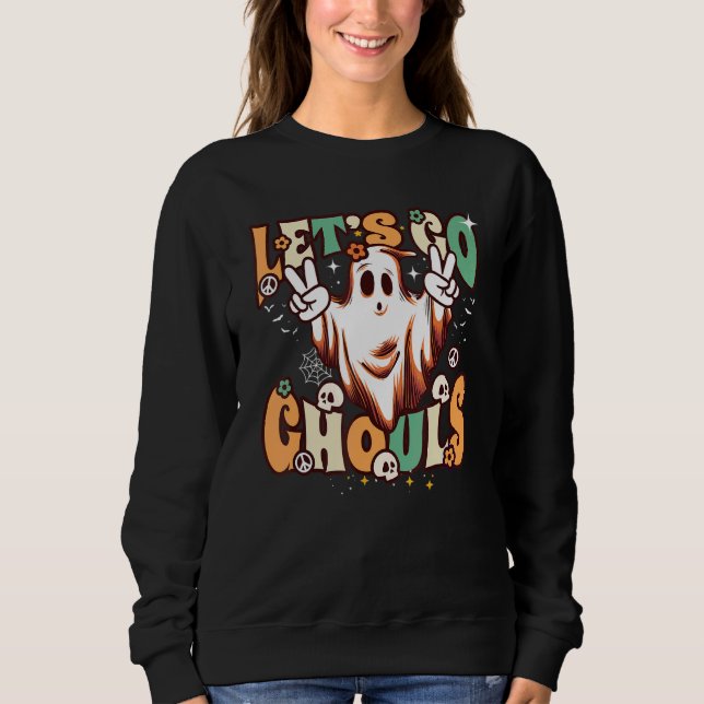Sudadera Retro Groovy Let's Go Ghouls Halloween Ghost Outfi (Anverso)