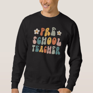 Sudadera Retro Groovy Maestra De Preescolar Primer Día De L